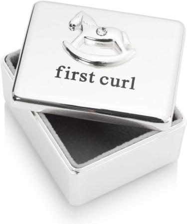 Personalized Silver Plated Rocking Horse First Curl Box | Custom Engraved Keepsake - Buy Online on SooperMarket.com