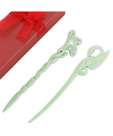 kilofly 2pc Chinese Style Women Girls Porcelain Accessories Hair Pin Sticks Set set2 A