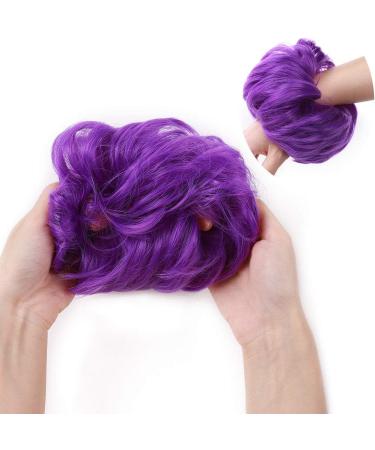 Synthetic Messy Hair Bun Scrunchie Updo in Purple - Bridal & Wedding Hairpiece for Women & Kids - Buy Online on SooperMarket.com