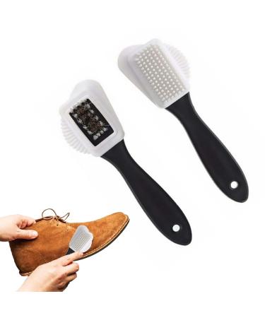 2Pcs Premium Quality 4 Sided Suede Brush for Shoes Multipurpose Matte Suede Shoe Brush Suede Nubuck Leather Shoe Cleaning Brush Stain Removal for Cleaning Shoes/Boots Luxury Leather Care