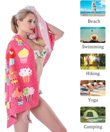Auxory 30x60 Microfiber Beach Towel for Travel - Quick Dry, Sand Proof, Super Absorbent - Ice Cream Design - Ideal for Swimmers, Men, Women, Kids - Buy Online on SooperMarket.com