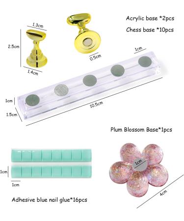 10pcs Acrylic Nail Art Display Stand with 3 Bases Nail Art Holder Base Crystal Nail Art Stand Magnetic for Nail Art Skills Practice Stand DIY Nail Art Nail Art Tools Art Salon Gold - Buy Online on SooperMarket.com
