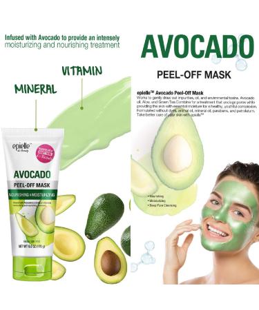 Epielle Avocado Peel Off Face Mask - Nourishing & Moisturizing with Avocado & Green Tea - Deep Pore Cleansing & Blackhead Remover - 6.0 fl oz (2 Pack) - Gift for Her - Buy Online on SooperMarket.com