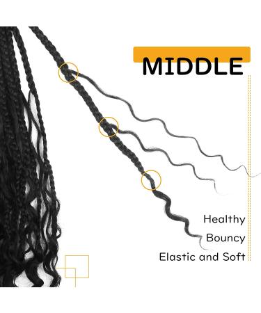 BOHOBABE 12 Short Bohemian Box Braids Crochet Hair with Curly Ends - 8 Packs Crochet Box Braids (1B) - Buy Online on SooperMarket.com