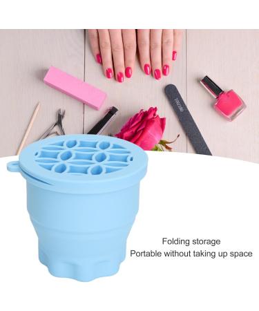 Makeup Brush Scrubber Multifunctional 2 in 1 Folding Palm Size Portable Makeup Brush Cleaning Bowl for Daily (Blue) - Buy Online on SooperMarket.com