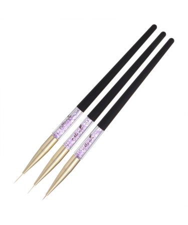 Nail Pen 3 Pieces Nail Art Dotting Manicure Painting Drawing Pen Nail Art Liner Brush Nail Tools (Black)