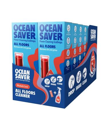 OceanSaver All Purpose Floor Cleaning Spray - 12x 10ml | Powerful Just Add Water Multi-Surface Floor Spray Removes Spills & Stains | Plastic-Free Plant Based & Cruelty-Free | Rhubarb Coral Scent 12 Refills Floor