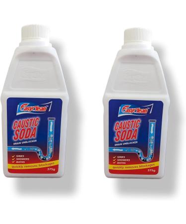 Industrial-Strength Fast-Action Caustic Drain Cleaner (750g) - Dual Pack of 375g Bottles for Tough Clogs and Backlogs - Buy Online on SooperMarket.com