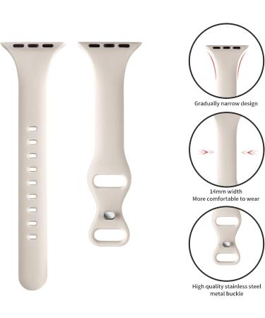 Ultra Thin Silicone Sport Band for Apple Watch 38/40/41mm - #A Starlight | Compatible with iWatch Series 1-8/SE | Slim Replacement Wristband for Men and Women - Buy Online on SooperMarket.com