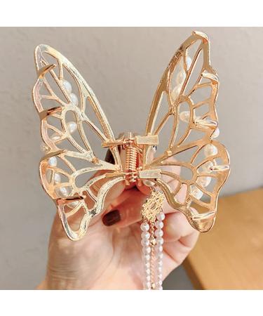 Shop Stylish Metal Hair Clips - 4-Pack Gold Butterfly Design | Fashionable & Slipproof Hair Jewelry - Buy Online on SooperMarket.com