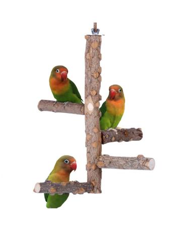 Bird Perch Nature Wood Stand for 3-4pcs Small Medium Parrots
