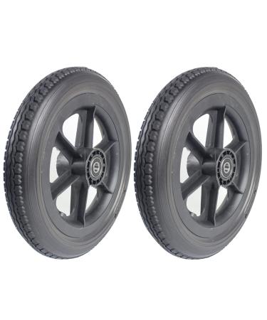 Wheelchair Front Wheel 1 Pair Solid Wheels Replacement for Wheelchair 12 X 2 Non-Pneumatic Wheelchair Rear Wheels Assembly 12Inch (30Cm) Front Wheel with 12Mm Bearing/Gray(Black)