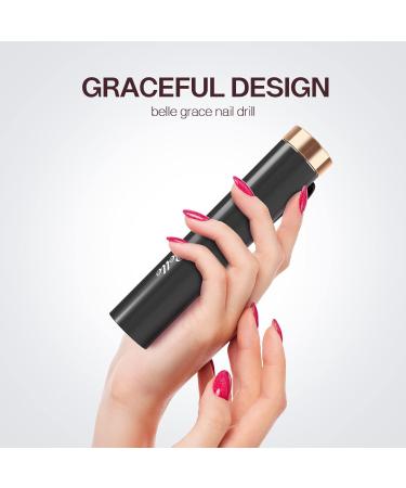 Belle 35000RPM Professional Electric Nail Drill Machine - Rechargeable Cordless Manicure Pedicure Tool with 6 Bits, 25 Sanding Bands, and Case - Black - Buy Online on SooperMarket.com