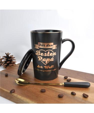 Funny Papa Gift - Best Dad Ceramic Coffee Cup 400ml with Lid | Father's Day Gifts - Buy Online on SooperMarket.com