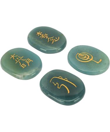 Rune Stones Reiki Oval Witch Set 4Pcs Stones Crafts Hobbies (Green) - Buy Online on SooperMarket.com