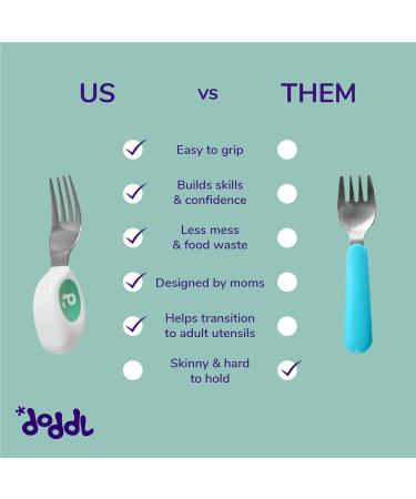 Doddl Toddler Cutlery Set - Self Feeding Spoon and Fork (Magenta) | 12months - Buy Online on SooperMarket.com