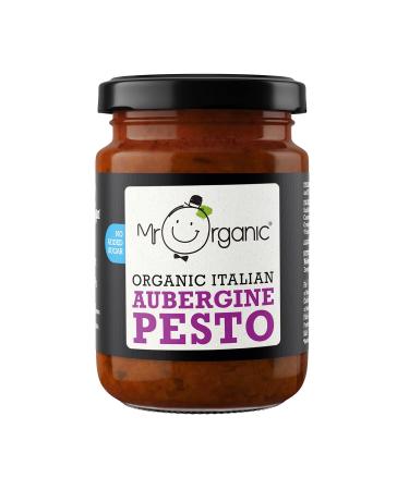 Mr Organic - Organic Aubergine Pesto 130g - Non GMO & Preservative Free - Gluten Free & Vegan - No Added Sugar - Made With Grilled Aubergine & Italian Herbs