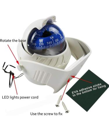 Flush Mount Boat Compass with Light | Marine Navigation Electronic Compass for Boat & Car - Blue - Buy Online on SooperMarket.com