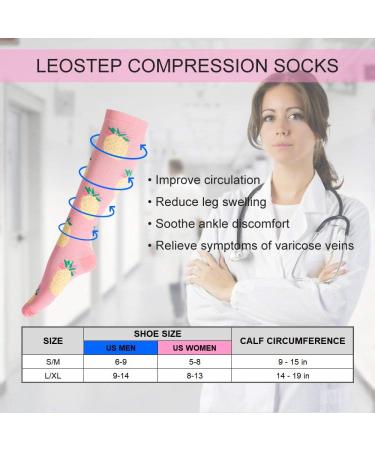 LEOSTEP Compression Socks | Circulation Support for Women & Men | Nurse, Pregnant, Hiking, Riding, Running | Fruit Design | Large-X-Large - Buy Online on SooperMarket.com