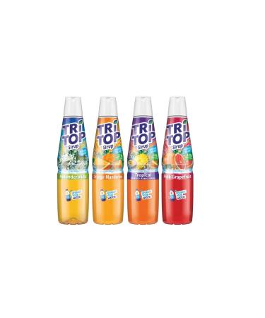 Tri top beverage syrup 4er set |Orange mandarin pink grapefruit tropic elderberry |4x600ml 5 -liter soft drink per bottle fruits mix 600 ml (4 Pack)