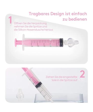 Nasal Irrigation for Baby - 2PCS Professional Nasal Syringe with Reusable Silicone Tip - Pink | Baby Nose Sucker for Nasal Hygiene - Buy Online on SooperMarket.com