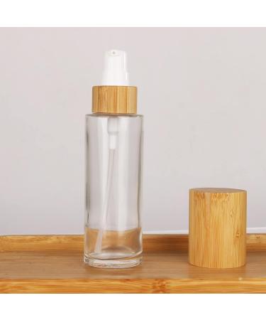 COSIDEA 6 pcs Empty 2oz / 60ml bamboo lids clear glass bottle with lotion pump dispenser refillable emulsion cosmetic cream bottles toiletries refill travel container 60ml With Lotion Pump - Buy Online on SooperMarket.com