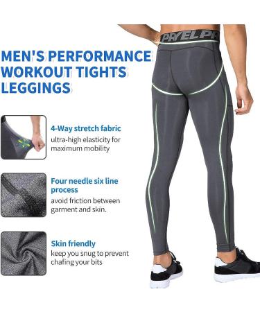 EARGFM Men's Athletic Leggings with Pockets - Grey, Medium | Compression Pants for Cycling & Running - Buy Online on SooperMarket.com
