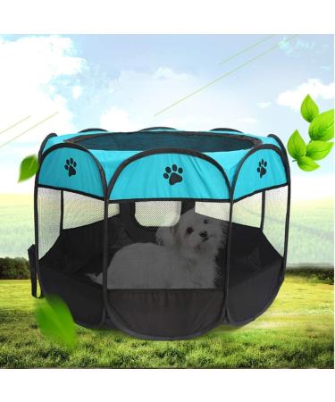 Blumoo Portable Pet Playpen - Indoor/Outdoor Foldable Dog Playpen with Mesh Shade Cover | Travel Dog Play Tent for Puppies/Cats/Rabbits - Blue (S 28x28x18) - Buy Online on SooperMarket.com