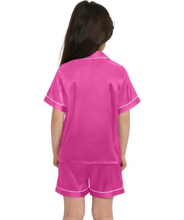 SWOMOG Kids Silk Pyjamas Set - Short Sleeve Satin PJs for Girls Boys in Rose, Ages 4-16 - Buy Online on SooperMarket.com