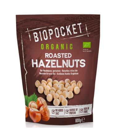 Biopocket Organic Roasted Hazelnuts 600g Roasted Hazelnut 600 g (Pack of 1)