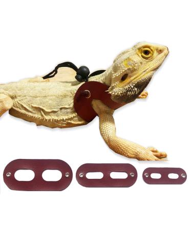 Adjustable Reptile Lizard Harness Leash Amphibians Pet Small Animals 3Chest Pack (Red)