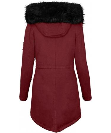 Ronony Women's Parka Coat - Elegant Winter Jacket for Transitions | Sporty Quilted Fleece Coat in Wine | Ideal Outdoor Outerwear - Buy Online on SooperMarket.com