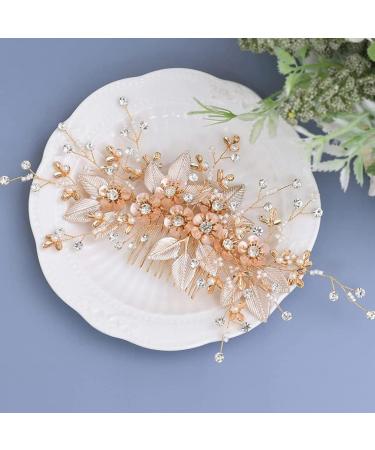 Bride Wedding Hair Comb Bridal Hair Accessories for Women Flower Rhinestone Headpiece Bridal Pearl Hair Accessories for Girls Silver Hair Accessories - Buy Online on SooperMarket.com