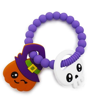 Big Spinach Pumpkin Teether Cute Ghouls Ring Teether and Blind Box Silicone Baby Teether Girl or Boy Halloween Teether Nightmare Before Christmas Gifts (2PC)