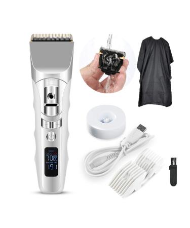 Professional Low Noise Hair Clippers for Men Kids Rechargeable Cordless Clippers Hair Trimmer Set Electric Haircut Kit with LED Display and Charge Stand for Men and Family Use
