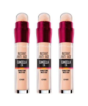 3x Maybelline New York Il Erase Age Multi-Purpose Liquid Concealer Color 02 Nude - 3 Concealer 1 piece (pack of 3) 3x Color 02 Nude