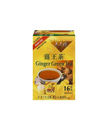 Prince of Peace Ginger Green Tea, 4 Pack - 16 Tea Bags Each – Chinese Tea Bags – Green & Ginger Tea Bags – Prince of Peace – Herbal Tea – Ginger Green Tea Bag – Sugar Free Tea