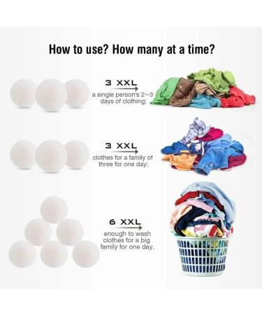 Extra Large Wool Dryer Balls - Set of 6 | Natural Fabric Softener Chemical Free Scented & Reusable - Buy Online on SooperMarket.com