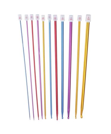 Zuoyou Crochet Hooks 11 Pack Diverse Size Assorted Color Tunisian Afghan Aluminum Knitting Needles Set (2mm to 8mm)