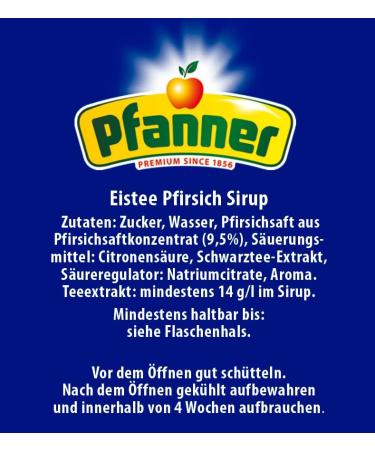 Buy Pfanner stee Peach Syrup - 700ml Beverage Syrup for Iced Tea - Makes 7+ Liters of Delicious Peach Flavor - International Shipping Available - Buy Online on SooperMarket.com