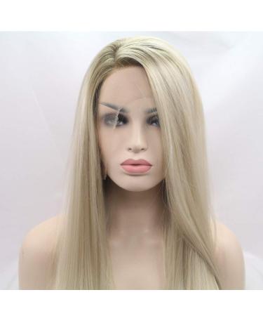 SHIYID Brown Blonde Long Silky Straight Synthetic Lace Front Wig - Heat Resistant Fiber for Women - Buy Online on SooperMarket.com