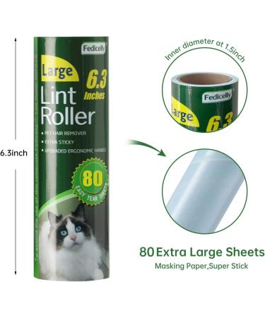 Fedicelly Large Lint Roller for Pet Hair Removal - 320 Extra Sticky Sheets - Giant Brush for Clothes, Furniture, and Carpet - Extendable Handle - 6.3 inches Wide - Buy Online on SooperMarket.com