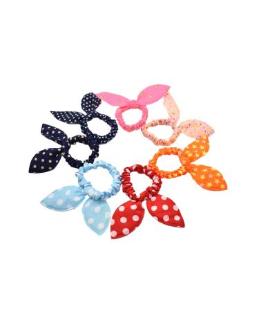 Children's hair band rabbit earcap tie stems style ponytail baby headband holder small rubber band set hair accessories random color 10 pieces