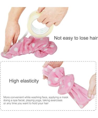 YiKiMira Women Fashion Lovely Soft Fleece Bow Makeup Cosmetic Shower Elastic Hair Band Hairlace Headband for Washing Face Shower Spa Mask (Pink) - Buy Online on SooperMarket.com