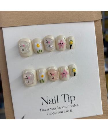 Handmade Wearing Armor Hand Drawn Cute Cartoon Handmade Fake Nail Art Nail enhancement (Size : M) - Buy Online on SooperMarket.com
