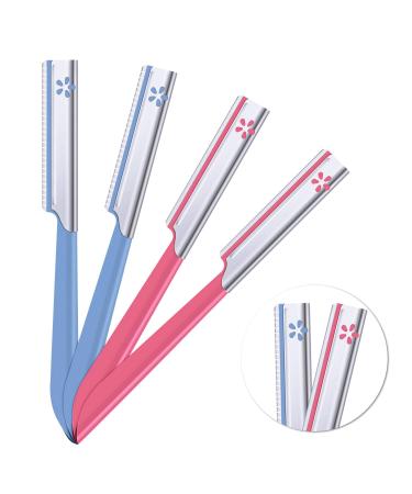 10-Piece Eyebrow Razor Set for Women - Facial Shaver & Brow Shaper Trimmer Dermaplaner Tool with Cover in Pink & Blue - Buy Online on SooperMarket.com