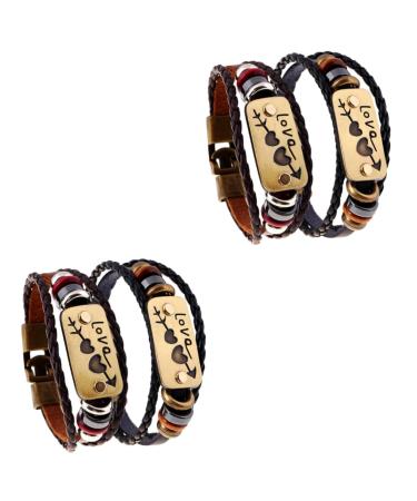 ABOOFAN 2pcs adjustable bracelet Leather Wrist Cuff Woven Wrist Cuff bracelet bracelets beaded mens beaded bracelet leather bracelet wrap Cords Bracelets student stackable birthday present 20X2cmx2pcs As Shownx2pcs
