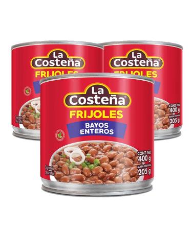 La Costena Bayos Whole Beans 400g (Pack 3) / Mexican Pinto Beans in Can Tinned Bayos Frijoles Pinto Beans