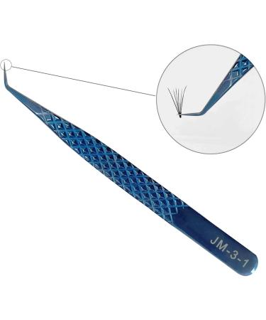 Professional Stainless Steel Tweezers for Eyelash Extensions | High Precision Volume Tweezers (JM3-1 Blue) - International Shipping Available - Buy Online on SooperMarket.com