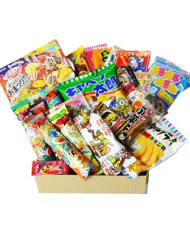 Japanese Candy Popin Cookin Dagashi Box 24pcs Umaibo Snack Gumi Potato Chip Kitty Chocolate with AKIBA KING Sticker